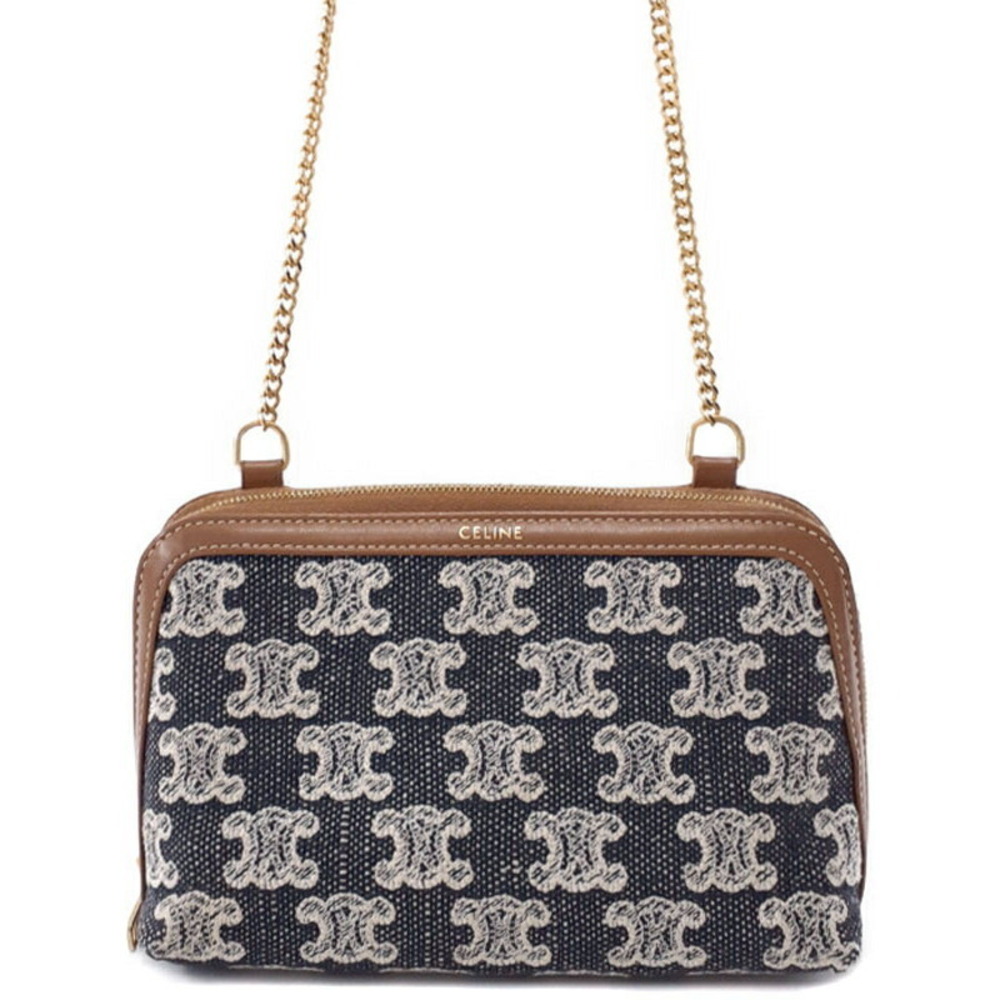 Celine Triomphe Chain Clutch Shoulder Bag